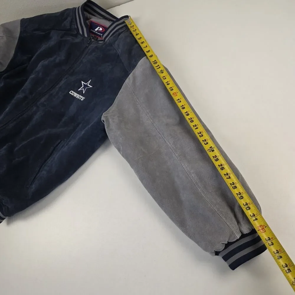Vintage 90s Dallas Cowboys Pro Player Suede LeatherJacket Men's 2XL Two Tone‎ - Picture 8 of 13